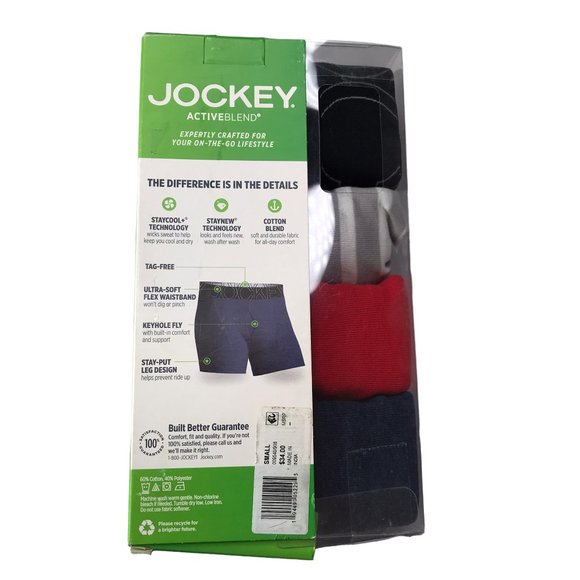 New NWT JOCKEY Active Blend Men's Boxer Briefs. Cotton Blend. Size Small 4 Pack - Picture 4 of 5